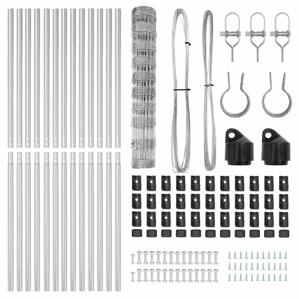 Wildzaun Silber 25 x 1 m Verzinkter Stahl